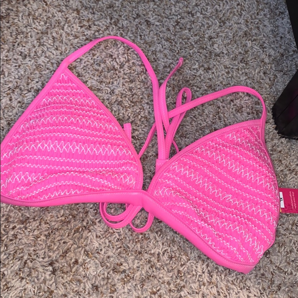 Pink Tie Bikini Top